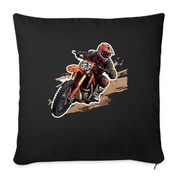 Motocross - Throw Pillow Cover 17.5” x 17.5” - black - Front