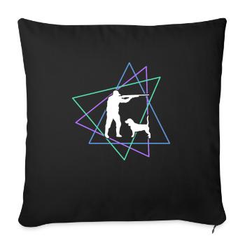 hunting - Throw Pillow Cover 17.5” x 17.5” - black - Front
