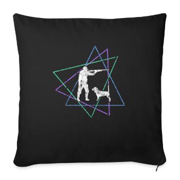 hunting - Throw Pillow Cover 17.5” x 17.5” - black - Front