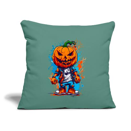 Elevate Halloween with Our Pumpkin Head T-Shirt! - Throw Pillow Cover 17.5” x 17.5”