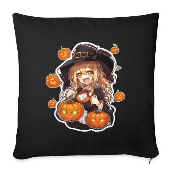 Witch Hexe Halloween Outfit Witches Costume - Throw Pillow Cover 17.5” x 17.5” - black - Front