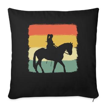 Equestrian Horse Rider - Throw Pillow Cover 17.5” x 17.5” - black - Front