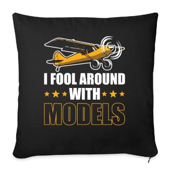 RC Model Airplane Pilot Gift - Throw Pillow Cover 17.5” x 17.5” - black - Front