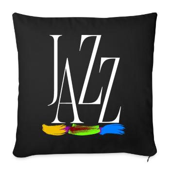 Jazzy Brushstrokes - Colorful Jazz Typography - Throw Pillow Cover 17.5” x 17.5” - black - Front