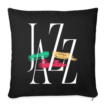 Jazz Typography, Colorful Jazzy Brushstrokes - Throw Pillow Cover 17.5” x 17.5” - black - Front