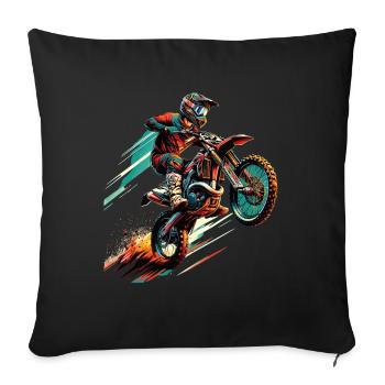 Motocross Motorcycle Motocross Driver Motocross - Throw Pillow Cover 17.5” x 17.5” - black - Front