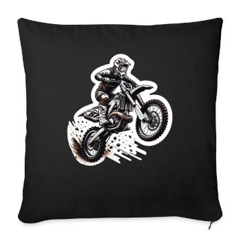 Motocross Motorcycle Motocross Driver Motocross - Throw Pillow Cover 17.5” x 17.5” - black - Front