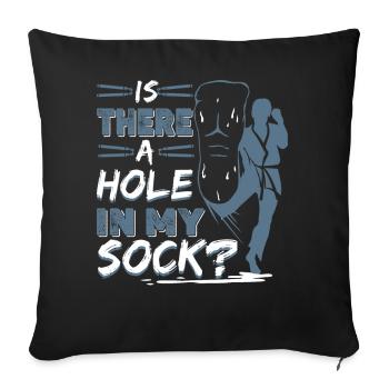 Is there a hole in my sock? - Throw Pillow Cover 17.5” x 17.5” - black - Front