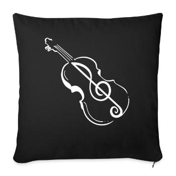Violin Musical Notes Violin Player - Throw Pillow Cover 17.5” x 17.5” - black - Front
