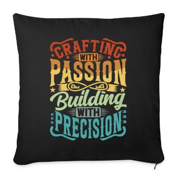 Handyman Handcrafter - Crafting With Passion - Throw Pillow Cover 17.5” x 17.5” - black - Front