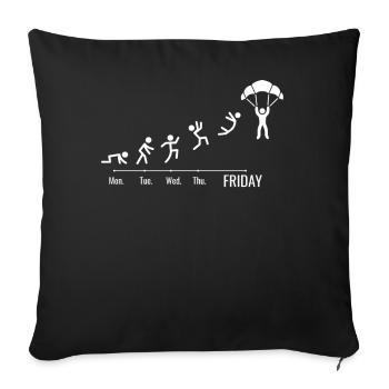 Parachuting, SKYDIVE SKYDIVING SKYDIVER, Weekend - Throw Pillow Cover 17.5” x 17.5” - black - Front