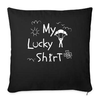 Parachuting, SKYDIVE SKYDIVING SKYDIVER, FUNNY, - Throw Pillow Cover 17.5” x 17.5” - black - Front