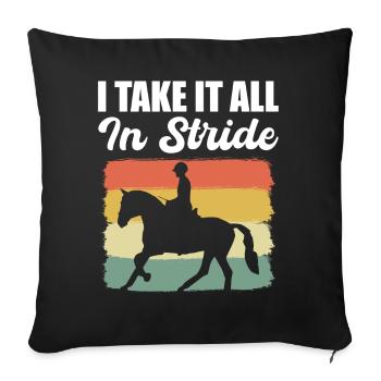 Horse Racing Equestrian - Throw Pillow Cover 17.5” x 17.5” - black - Front