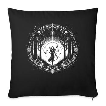 Bow Hunting Girl - Throw Pillow Cover 17.5” x 17.5” - black - Front