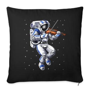 Astronaut Violin Player - Throw Pillow Cover 17.5” x 17.5” - black - Front