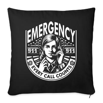 Emergency 911 Every Call Counts - Throw Pillow Cover 17.5” x 17.5” - black - Front