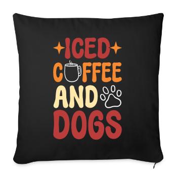 Ice Coffee And Dogs Coffee Barista - Throw Pillow Cover 17.5” x 17.5” - black - Front