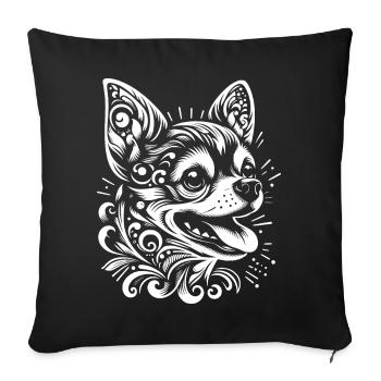 Tribal Chihuahua Core - Throw Pillow Cover 17.5” x 17.5” - black - Front