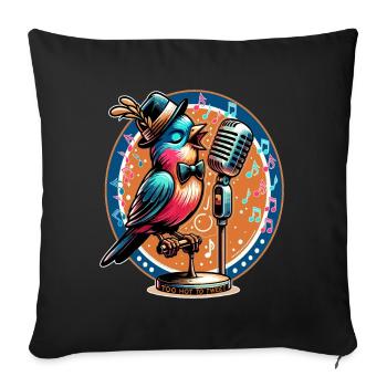 Swingin, Songbird Serenade - Throw Pillow Cover 17.5” x 17.5” - black - Front