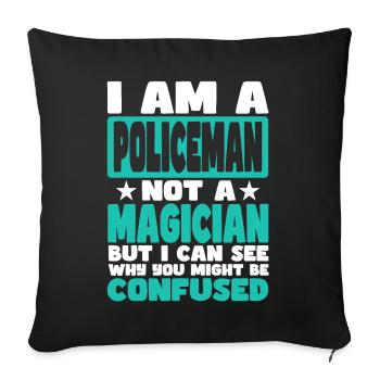 Policeman - Throw Pillow Cover 17.5” x 17.5” - black - Front
