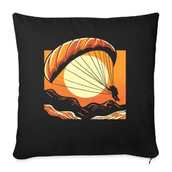 Sunset Parachute Licensed Skydivers - Throw Pillow Cover 17.5” x 17.5” - black - Front