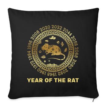 Chinese New Year Of Rat Chinese Zodiac Years - Throw Pillow Cover 17.5” x 17.5” - black - Front