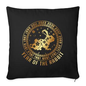 Chinese New Year Of The Rabbit Chinese Zodiac Year - Throw Pillow Cover 17.5” x 17.5” - black - Front