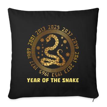 Chinese New Year Of Snake Chinese Zodiac Years - Throw Pillow Cover 17.5” x 17.5” - black - Front