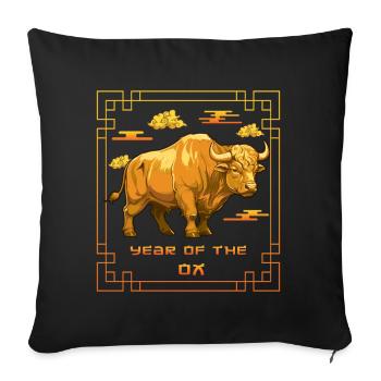 Year Of Ox Chinese Zodiac Chinese New Year - Throw Pillow Cover 17.5” x 17.5” - black - Front