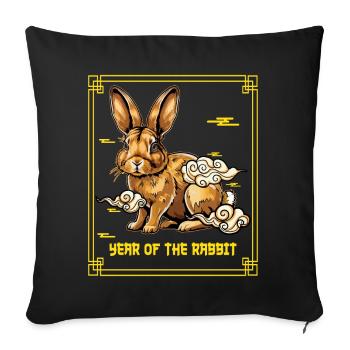 Year Of Rabbit Chinese Zodiac Chinese New Year - Throw Pillow Cover 17.5” x 17.5” - black - Front
