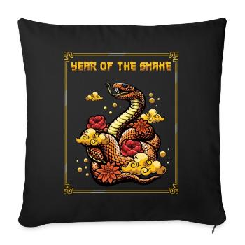 Year Of The Snake Chinese Zodiac Chinese New Year - Throw Pillow Cover 17.5” x 17.5” - black - Front