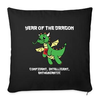 Year Of The Dragon Cute Zodiac Chinese New Year - Throw Pillow Cover 17.5” x 17.5” - black - Front