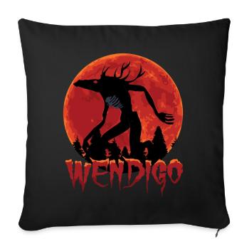 Cryptid Monsters Folk Wendigo Cryptid Creepy - Throw Pillow Cover 17.5” x 17.5” - black - Front