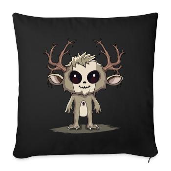 Cute Kawaii Wendigo Cryptid Monster - Throw Pillow Cover 17.5” x 17.5” - black - Front