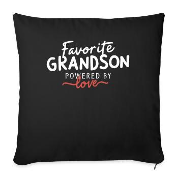 Favorite Grandson Powered By Love - Throw Pillow Cover 17.5” x 17.5” - black - Front