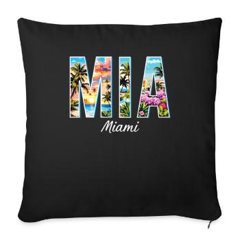 Miami Mia Miami-Tropical Flair For USA Fans - Throw Pillow Cover 17.5” x 17.5” - black - Front