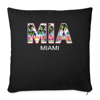 Miami Mia Miami-Tropical Flair For USA Fans - Throw Pillow Cover 17.5” x 17.5” - black - Front