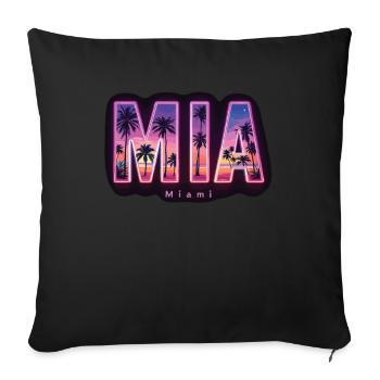 Miami Mia Miami-Tropical Flair For USA Fans - Throw Pillow Cover 17.5” x 17.5” - black - Front