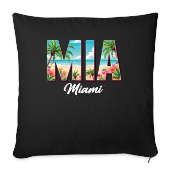 Miami Mia Miami-Tropical Flair For USA Fans - Throw Pillow Cover 17.5” x 17.5” - black - Front