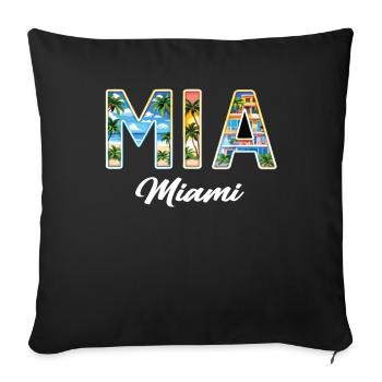 Miami Mia Miami-Tropical Flair For USA Fans - Throw Pillow Cover 17.5” x 17.5” - black - Front