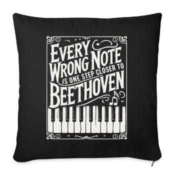 Every Wrong Note Is One Step Closer to Beethoven - Throw Pillow Cover 17.5” x 17.5” - black - Front