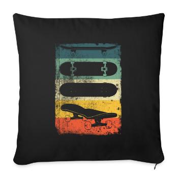 Skate Retro - Throw Pillow Cover 17.5” x 17.5” - black - Front