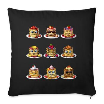 Funny Pancakes - Throw Pillow Cover 17.5” x 17.5” - black - Front