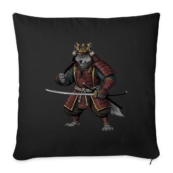 Wolf samurai - Throw Pillow Cover 17.5” x 17.5” - black - Front
