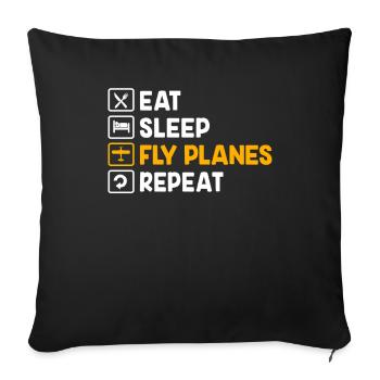 RC Plane Pilot Model Airplane - Throw Pillow Cover 17.5” x 17.5” - black - Front