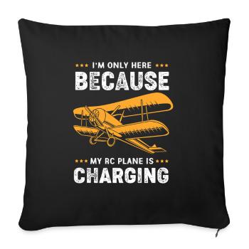 RC Plane Aircraft Model Airplane - Throw Pillow Cover 17.5” x 17.5” - black - Front