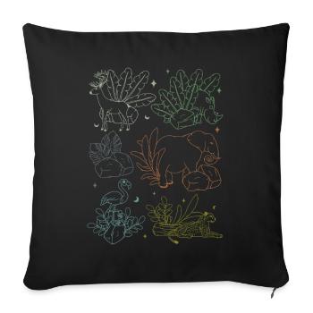 Jungle Art Kids Jungle Animals Elephant Tiger Gift - Throw Pillow Cover 17.5” x 17.5” - black - Front