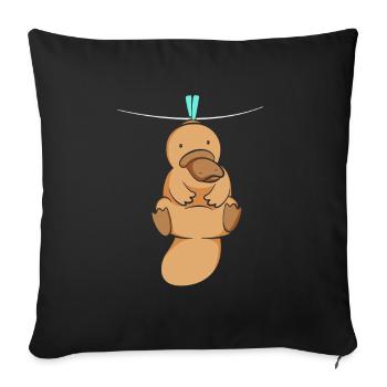 Duck Billed Platypus - Throw Pillow Cover 17.5” x 17.5” - black - Front