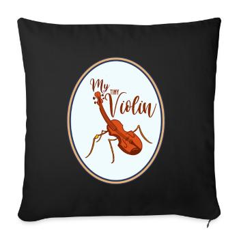 My Little Violin Ant - Violin Violinist - Throw Pillow Cover 17.5” x 17.5” - black - Front