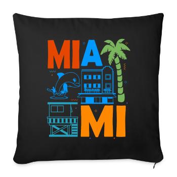 Miami Florida Souvenir Men Women Beach Miami - Throw Pillow Cover 17.5” x 17.5” - black - Front